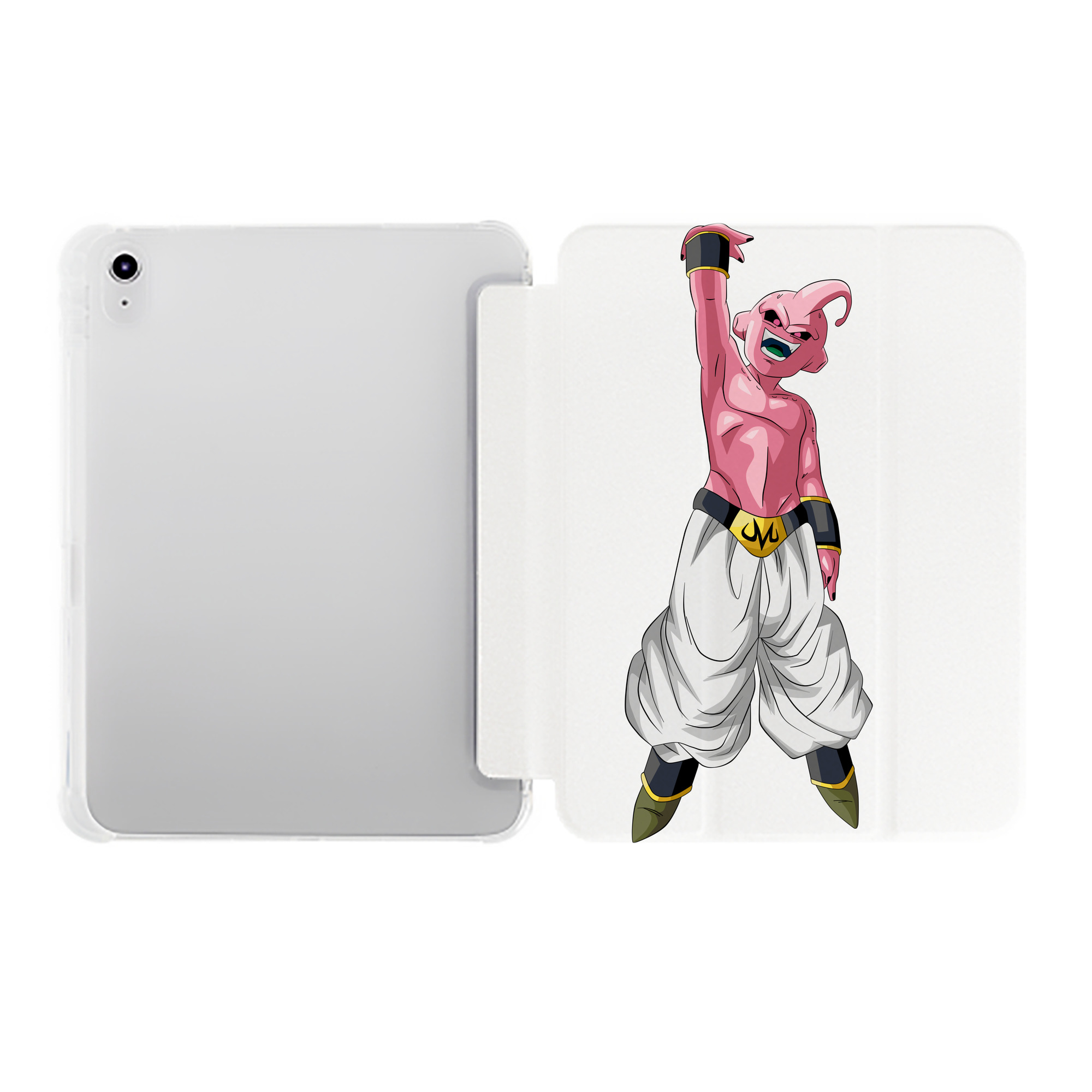 （画像用） ドラゴンボール 魔人ブウ DRAGON BALL Majin Buu IPad ケース ペン収納付き 三つ折りスタンド PUレザー×シリコン 対応機種9.5/10.5/10.9インチ